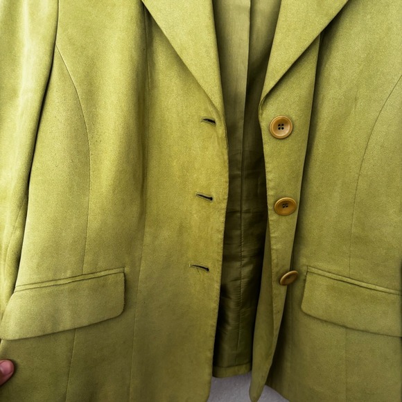Talbots Petites Green Suede Blazer Jacket Womens Size 10 Career Casual Holiday - Picture 3 of 4
